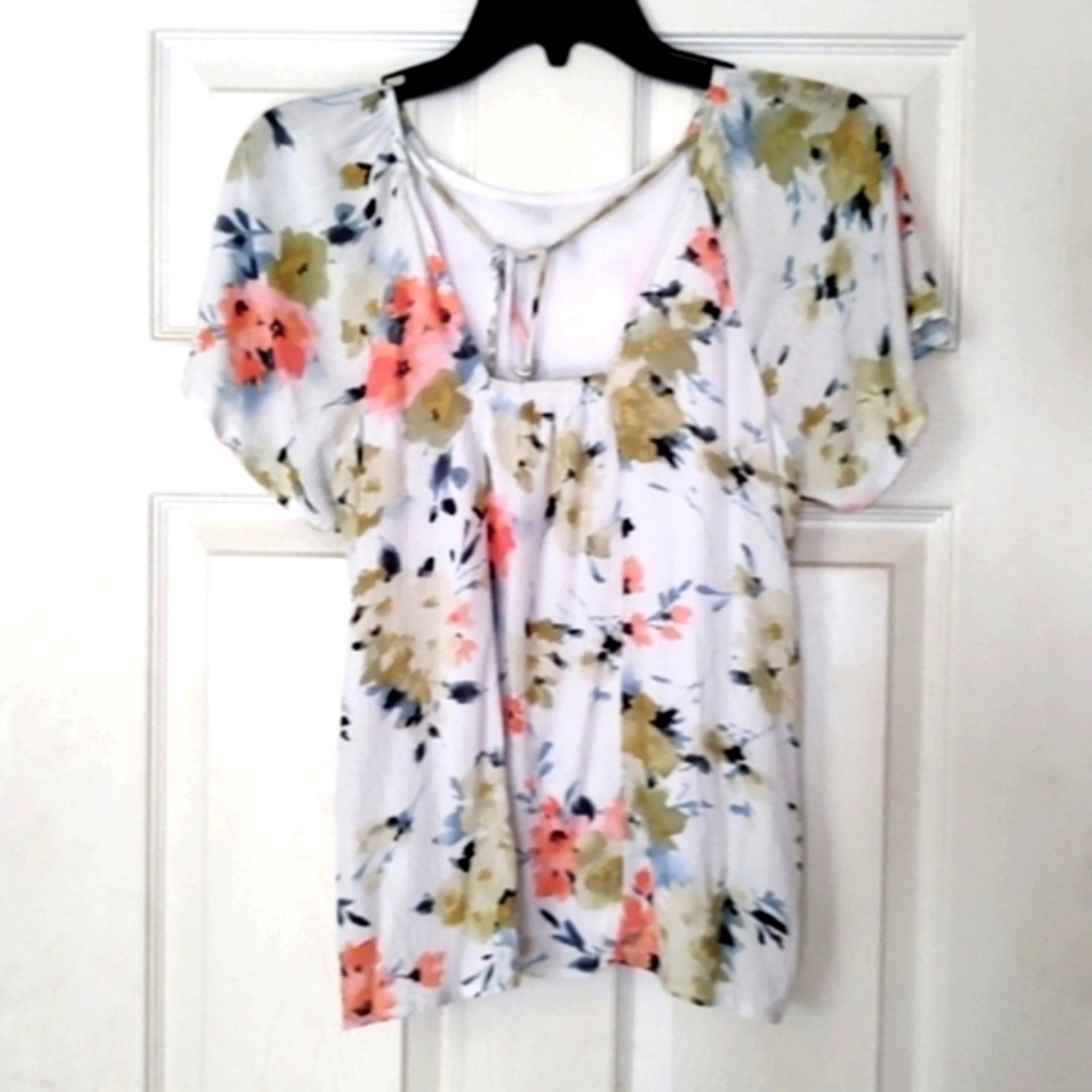 Papermoon Women's Floral Short Sleeve Top Size SP